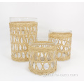 Paper Wrapped Glass paper wrapped set glass cylinder hurricane candle holder Manufactory